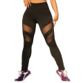 Wholesale sexy black mesh transparent fitness high waist  yoga pants women tights